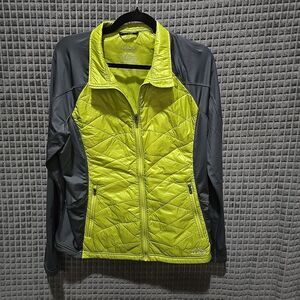 LLBean Primaloft Windbreaker Running Jacket XL Zip Insulated Quilted Sport Green
